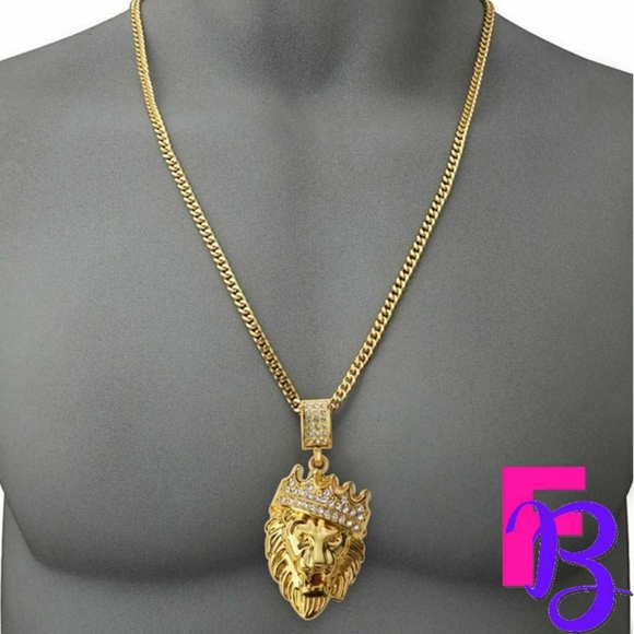 *NEW!* 18K Yellow Gold King Leo Pendant and Chain - Picture 10 of 16